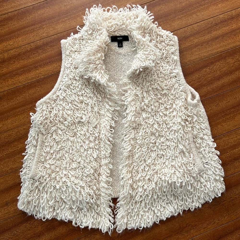 LAST CHANCE Knit Vest | Looped Yarn Faux Fur Detail | M/L